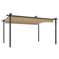 pavesine su stogu - vidaXL Sodo pavėsinė su įtraukiamu stogu, taupe spalvos, 4x3m - 2 nuotrauka