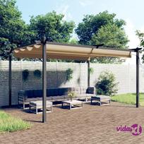 pavesine su stogu - vidaXL Sodo pavėsinė su įtraukiamu stogu, taupe spalvos, 4x3m - 3 nuotrauka