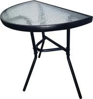 stiklinis kavos staliukas - Semi-circular black glass coffee table for balcony, terrace, patio - 1 nuotrauka