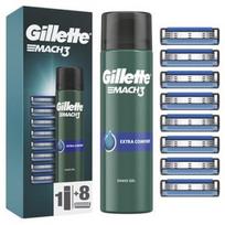 gillette skutimosi gelis - Skutimosi rinkinys Gillette Mach 3, 8 Blades + Shave Gel, 200 ml - 1 nuotrauka