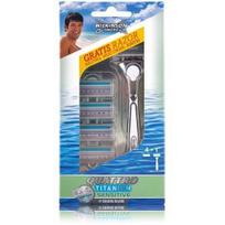 Wilkinson Sword Quattro Titanium Sensitive: skustuvas, 1 vnt + skutimosi galvutės, 4 vnt.