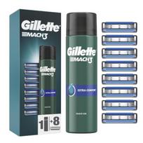 gillette skutimosi gelis - Skutimosi rinkinys Gillette Mach 3, 8 Blades + Shave Gel, 200 ml - 3 nuotrauka