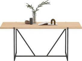 rudas valgomasis stalas - Valgomojo stalas Home4you Cindy, juodas/ąžuolo, 160 cm x 90 cm x 75 cm - 1 nuotrauka