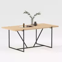 rudas valgomasis stalas - Valgomojo stalas Home4you Cindy, juodas/ąžuolo, 160 cm x 90 cm x 75 cm - 2 nuotrauka