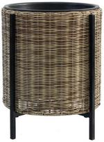 Lauko vazonas su stovu Home4you Wicker, plastikinis/metalas, Ø 39 cm, šviesiai ruda