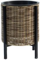 Lauko vazonas su stovu Home4you Wicker, plastikinis/metalas, Ø 28 cm, šviesiai ruda