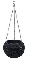 Pakabinamas gėlių vazonas Home4you Wicker 38115, plastikinis/metalas, Ø 32 cm, juodas