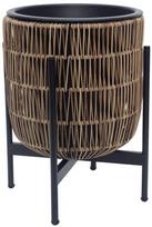 Gėlių vazonas Home4you Wicker 38113, plastikinis/metalas, Ø 30 cm, šviesiai ruda