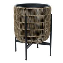 Gėlių vazonas Home4you Wicker 38110, plastikinis/metalas, Ø 38 cm, šviesiai ruda