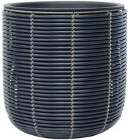 Gėlių vazonas Home4you Wicker 38085, plastikinis/metalas, Ø 35 cm, juodas