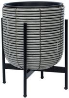 Gėlių vazonas Home4you Wicker 38105, plastikinis/metalas, Ø 30 cm, pilkas