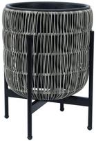 Gėlių vazonas Home4you Wicker 38111, plastikinis/metalas, Ø 30 cm, pilkas