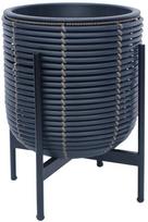 Gėlių vazonas Home4you Wicker 38106, plastikinis/metalas, Ø 30 cm, juodas