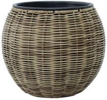 Gėlių vazonas Home4you Wicker, plastikinis/metalas, Ø 26 cm, šviesiai ruda