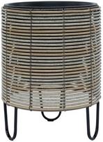 plastikiniai vazonai - Gėlių vazonas Home4you Wicker, plastikinis/metalas, Ø 36 cm, pilkas/smėlio - 1 nuotrauka