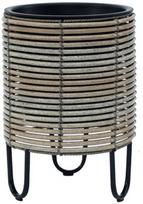 Gėlių vazonas Home4you Wicker, plastikinis/metalas, Ø 25 cm, pilkas/smėlio