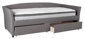 Lova viengulė Home4you Genesis K288611, pilka, su čiužiniu, su grotelėmis