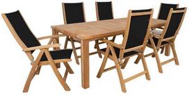 Lauko baldų komplektas Home4you Bali, juodas/medžio, 6 vietų