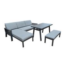 lauko baldai stalas suolai - Lauko baldų komplektas Home4you Delgado, pilkas, 5-6 vietų - 1 nuotrauka