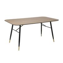 Virtuvinis stalas Home4you Flora, aukso/juodas/medžio, 160 cm x 90 cm x 77 cm