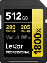 atminties korteles 512 gb - Lexar memory card SDXC 512GB Professional 1800x UHS-II U3 V60 - 1 nuotrauka