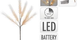 Šviečianti Kalėdinė dekoracija ŠAKELĖ, su LED, baltos sp., 90 cm