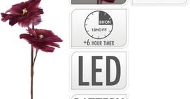 Šviečianti Kalėdinė dekoracija GĖLIŲ ŠAKELĖ, su LED, raudonos sp., 80 cm