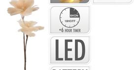 Šviečianti Kalėdinė dekoracija GĖLIŲ ŠAKELĖ, su LED, kreminės sp., 80 cm