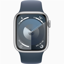 apple watch 9 41mm - Apple Watch Series 9 41mm Silver Aluminium Case/ Blue Sport Band - M/ L - 2 nuotrauka