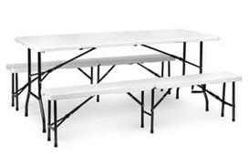stalas lauko 180 - Lauko baldų komplektas ModernHome NZK-180S+2PCS BK-18, baltas, 1-8 vietų - 1 nuotrauka