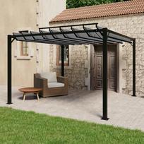 zaliuzes stogui - Pavėsinė su žaliuzių stogu, antracito, 3x3m, audinys/aliuminis - 1 nuotrauka