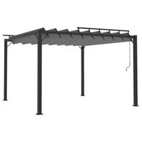 zaliuzes stogui - Pavėsinė su žaliuzių stogu, antracito, 3x3m, audinys/aliuminis - 2 nuotrauka