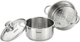 Fissman Pot Bambino Stainless Steel 14x7.0cm With Steamer Insert/Glass Lid 1.1L 5275