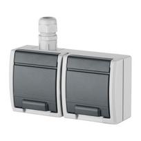 izeminimas - Kištukinis lizdas dvivietis Elektro-Plast Aquant 1245-65, pilkas - 2 nuotrauka