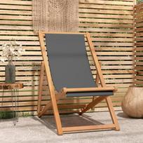 sulankstoma papludimo kede - Lauko kėdė VLX Solid Teak 47415, ruda/pilka, 105 cm x 56 cm x 96 cm - 2 nuotrauka