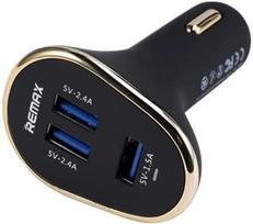 Remax Universal 3x USB Plug Car Charger Black