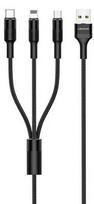 Usams U5 Wire 3in1 USB To Micro USB/Apple Lighting/Type-C Cable 1.5m Black