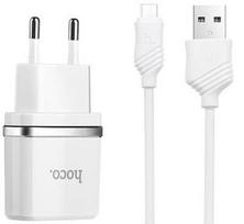 Hoco C12 Universal Dual USB 2.4A Travel Charger + Micro USB Cable White