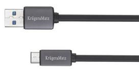 usb c pakrovejas - Kruger&Matz USB To USB Type-C Cable 1m Black - 1 nuotrauka