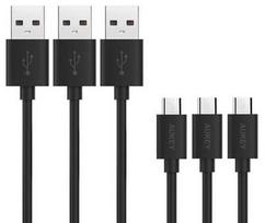 Aukey Cable USB 2.0 / USB 2.0 1.2m Black 3pcs
