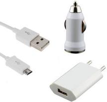 micro usb cable - HQ 3in1 Universal Charger Set Travel USB/Car USB/Micro USB Cable White - 1 nuotrauka