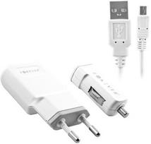 Forever 3in1 Universal Charger Set Travel USB/Car USB/Micro USB Cable White