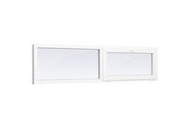 Dviejų dalių langas su atverčiama varčia dešinėje