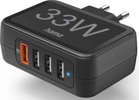 Hama, 3 x USB Type-A/1 x QC 3.0, 33 W