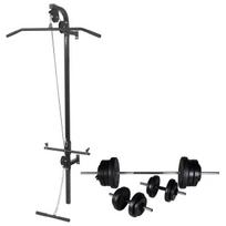 trenk lt - vidaXL Prie sienos mont. jėgos tren. su štanga ir hant. rink., 60,5 kg - 1 nuotrauka