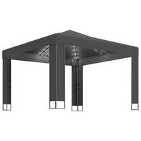 3x3 pavesine lauko - Pavėsinė su lemputėmis ir dvigubu stogu LED, antracito, 3x3m - 1 nuotrauka