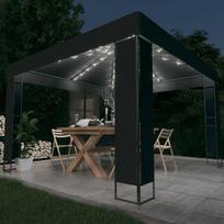 3x3 pavesine lauko - Pavėsinė su lemputėmis ir dvigubu stogu LED, antracito, 3x3m - 2 nuotrauka