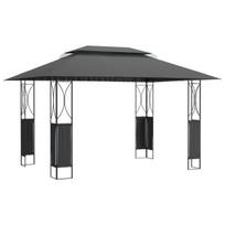 vidaXL Pavėsinė su stogu, antracito spalvos, 400x300x270cm, plienas