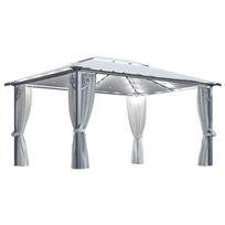 Pavėsinė su užuolaidomis ir lemputėmis LED, kreminė, 400x300cm