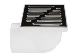 Trapas su šoniniu kanalizacijos nutekėjimau fi 110, metalinės grotelės 15x15 cm, baltas